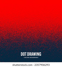 Stipple pattern, red dotted geometric background. Stippling, dotwork drawing, shading using dots. Pixel disintegration, random halftone effect. White noise grainy texture. Vector illustration