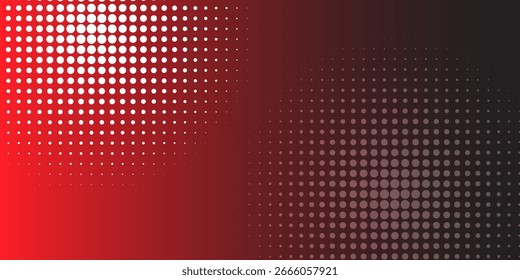 Padrão pontilhado, fundo geométrico pontilhado vermelho. Pontilhamento, desenho pontilhado, sombreamento com pontos. Desintegração de pixels, efeito de meio-tom aleatório.