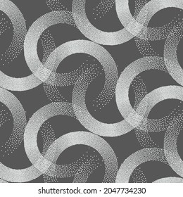 Stipple seamless pattern in retro style on grey background. Vector stipple texture can be used for fabric design. EPS 10.