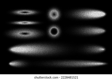 Sombras rígidas y elementos de diseño punteados. Degradado atenuado. Estipamiento, dibujo de puntos, sombreado con puntos. Desintegración de píxeles, efecto de semitono. Textura granulada de ruido blanco. Ilustración del vector