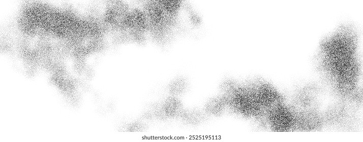 Textura de gradiente de nube de humo. Fondo de grano de humo de líquido Grunge. Fondo de pantalla de niebla de ruido arenoso. Puntos blancos y negros, manchas, partículas de arena o superposición de gránulos. telón de fondo del Vector