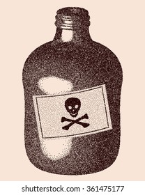 Stippled  Bottle of Poison   - vector illustration 