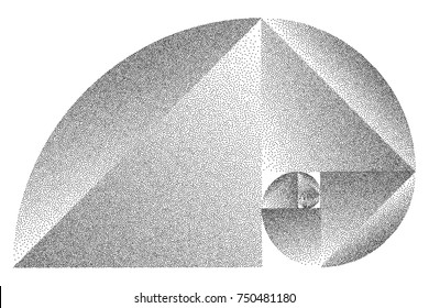 Stippled Fibonacci Spiral - Vector Op Art