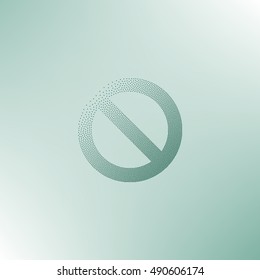 Stippled forbidden sign isolated stock vector icon illustration