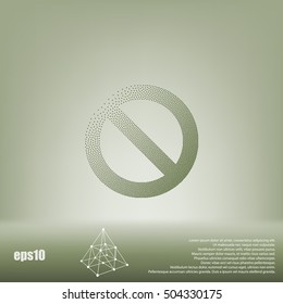 Stippled forbidden sign isolated stock vector icon illustration