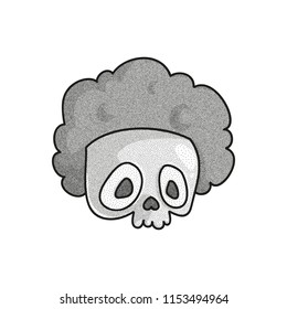 Stippled funny skull . Dotted tattoo design. Halftone vector illustration.  Dead clown funny character