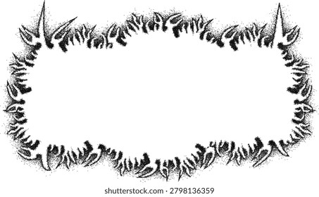 Stippled Horror Style Oval Frame with Thorns and Briers Manga Decoration Vector
