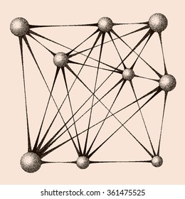 Stippled  Molecule Structure   - vector illustration 
