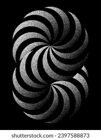 Patrón espiral de arte Op estipado - Ilustración de vectores espirales hipnóticos - Forma eterna Helix
