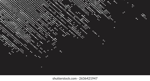 Stippled radial brush strokes. Grain dotted gradient collection. Grunge sprinkle spray texture. Dirty dust sand noise round elements. Splattered dotted overlay set. White splashed stains spots vector