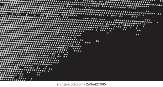 Stippled radial brush strokes. Grain dotted gradient collection. Grunge sprinkle spray texture. Dirty dust sand noise round elements. Splattered dotted overlay set. White splashed stains spots vector