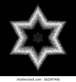 Stippled six-pointed star   - vector illustration 