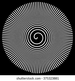 Stippled Spiral on Black  - vector illustration 