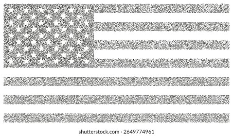 Stippled Vector Illustration of United States Flag, Pointillism Style, American Symbol