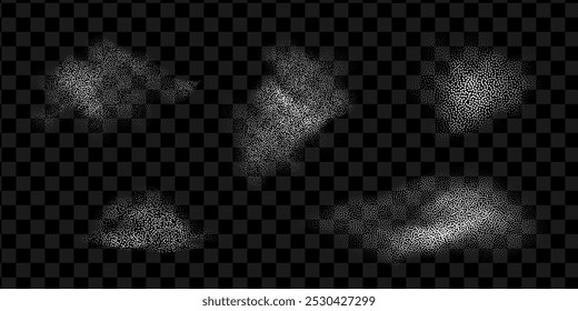 Stippled vector texture of smoke. Fog or mist dotted and isolated. 