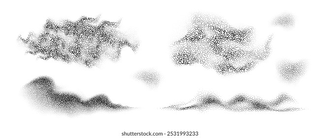 Stippled vector texture of smoke. Fog or mist dotted and isolated. 