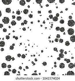 Stippled Weird Pattern. Geometric dotted grunge texture. Black and white background with circles, dots, points of different scale.  Bizarre Art vector illustration