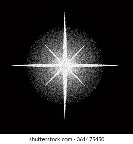 Stippled White Star   - vector illustration 