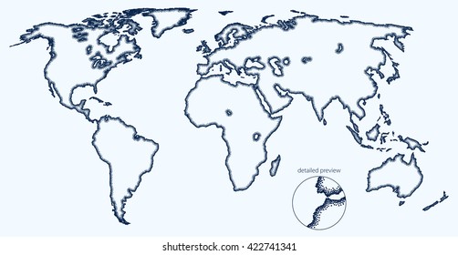 Stippled world stylized vector map
