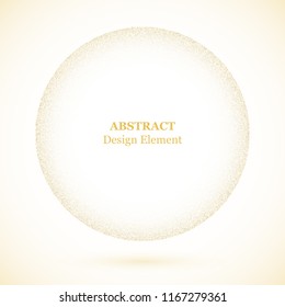 Stippling abstract dotted background for your design. Sparkling effect vector frame. Golden dots pattern isolated on the white background. Vector abstract gold glitter design element.