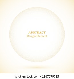 Stippling abstract dotted background for your design. Sparkling effect vector frame. Golden dots pattern isolated on the white background. Vector abstract gold glitter design element.