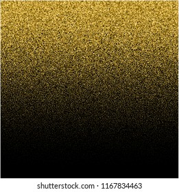 Stippling abstract dotted background for your design. Sparkling effect vector. Golden dots pattern isolated on the black background. Vector abstract gold glitter design element.