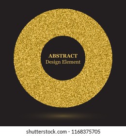 Stippling abstract dotted background for your design. Sparkling effect vector frame. Golden dots pattern isolated on the black background. Vector abstract gold glitter design element.