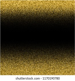 Stippling abstract dotted background for your design. Sparkling effect vector. Golden dots pattern isolated on the black background. Vector abstract gold glitter design element.