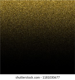 Stippling abstract dotted background for your design. Sparkling effect vector. Golden dots pattern isolated on the black background. Vector abstract gold glitter design element.