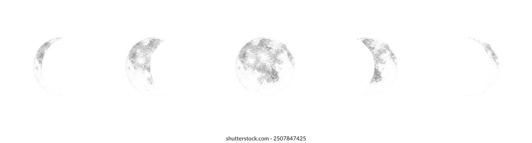 Stippling moon phases vector illustration