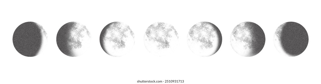 Stippling moon phases vector illustration