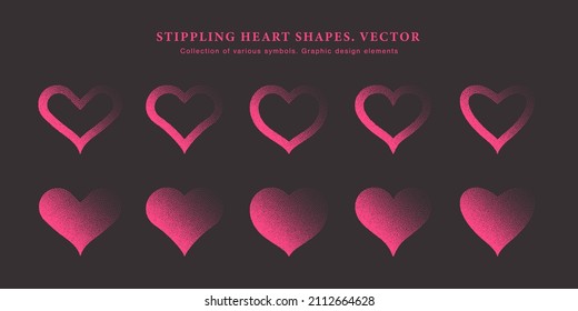 Stippling Pink Heart Shape Vector Set Stock Vector Royalty Free 2112664628 7067