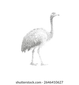 Ilustração de vetor pontilhado de uma avestruz no estilo de gravura Dotwork	
