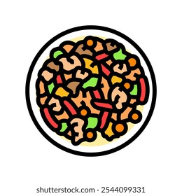 stir fry chicken food color icon vector. stir fry chicken food sign. isolated symbol illustration