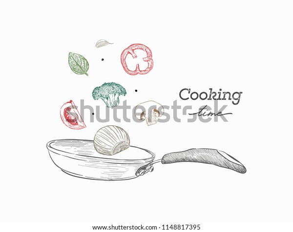 Stir Fry Cooking Process Vector Illustration Stock Vector (Royalty Free ...