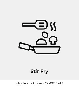 stir fry icon vector. Linear style sign for mobile concept and web design. stir fry symbol illustration. Pixel vector graphics - Vector.