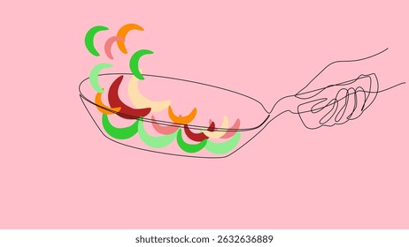 Stir Fry Simplicity: Vector Art of Pan and Veggies