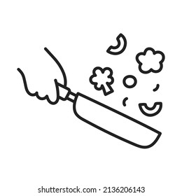 Bratpflanze umrühren. Hand gezeichnetes Doodle-Kochsymbol.