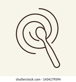 Stir With Spoon Line Icon. Swirl, Liquid, Culinary. Cooking Concept. Vector Illustration Can Be Used For Topics Like Kitchen, Kitchenware, Cookery