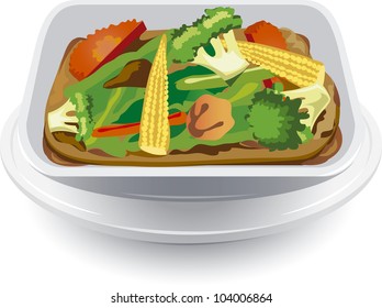 	 Stir-fried Vegetables, Illustrations, and Vector Art