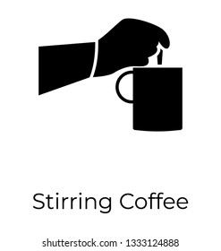 Stirring coffee icon vector, solid style icon 