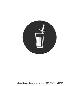 stirring drink with spoon icon vector sign concept design template