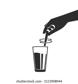 stirring a drink vector icon illustration concept design template web