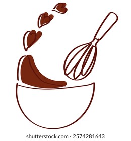 Stirring ingredients in a bowl Valentine's Day illustration