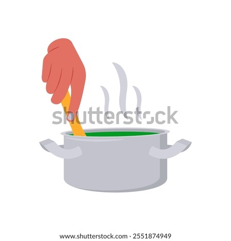 Stirring Meal Flat Icon, Vector illustration