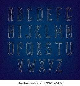 Stitch Alphabet On Denim Background