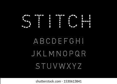 Stitch Hand Drawn Vector Type Font In Cartoon Comic Style Black White Contrast