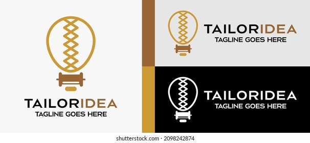 stitch icon in light bulb. logo design template for tailor shop, sewing craft, textile production, confetti and garment. Vector illustration of fashion and clothes.