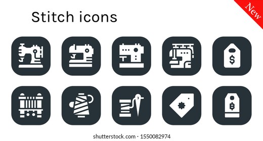 stitch icon set. 10 filled stitch icons.  Collection Of - Sewing machine, Sewing, Price tag, Thread icons