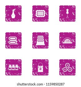 Stitch icons set. Grunge set of 9 stitch vector icons for web isolated on white background